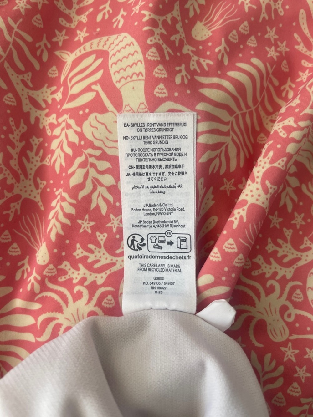 Boden Pink Mermaid Short-Sleeve One-Piece Swimsuit with Blue Zip - Picture 10 of 12